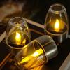 Solar LED Garden Candle Light - Stainless Steel & Glass Lawn Decoration