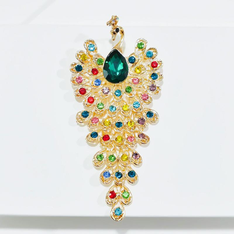 1pc Jewelry Accessories Luxury Peacock Brooches Colorful Rhinestone Creative For Women Crystal Brooch Pins