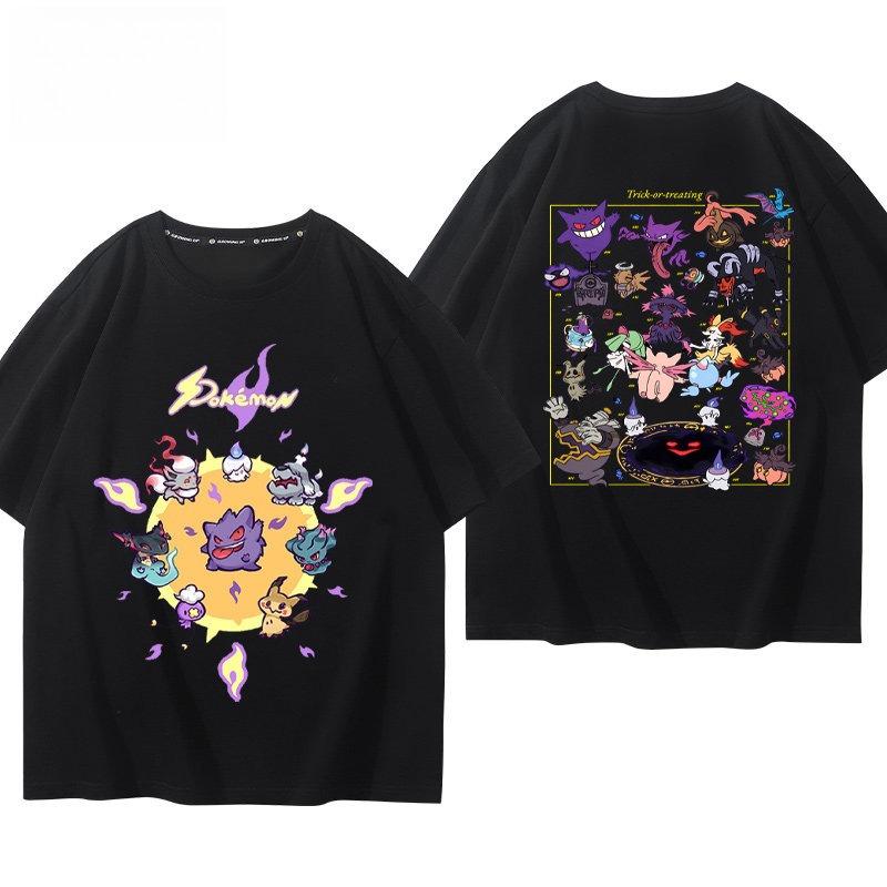 Pokémon Gengar Printing Tee 100 Cotton Tshirt Mens 2026 Summer Fashion Oversize Street Casual Y2K Tops Streetwear Clothing