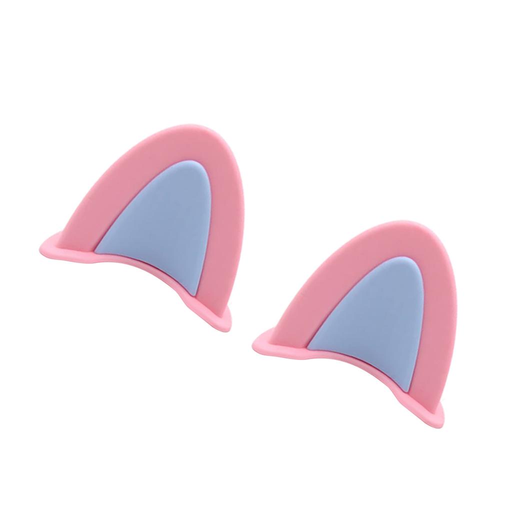 Motorcycle Helmet Cat Ears PVC Creative Cute Helmet Cover Sticker Helmet Accessory Pink + Blue