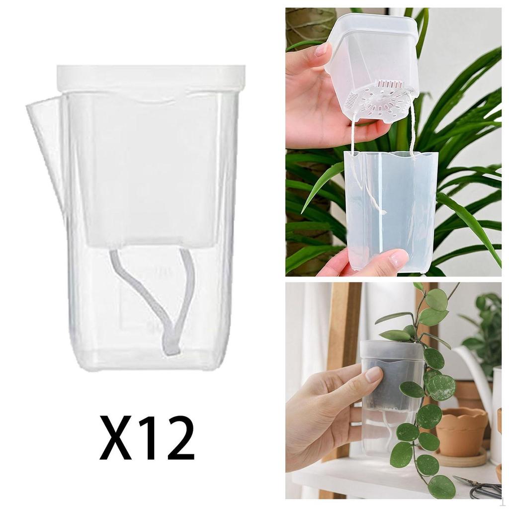 12 Pieces Self Watering Pots Flower Plant Containers Double Layer Material Suitable for Indoor