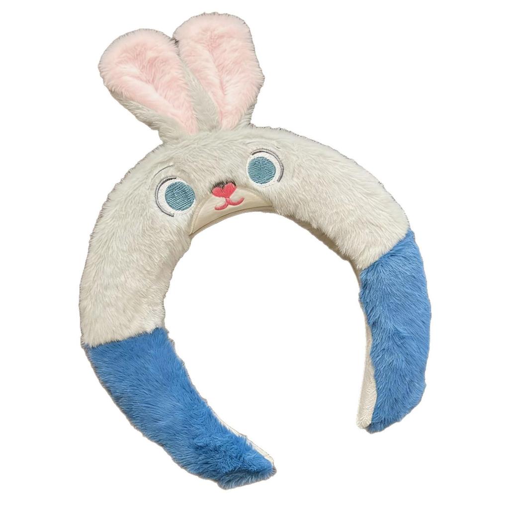 Adorable Cartoon Animal Plush Headband & Hair Clips for Kids & Adults - Perfect for Face Washing or Photos