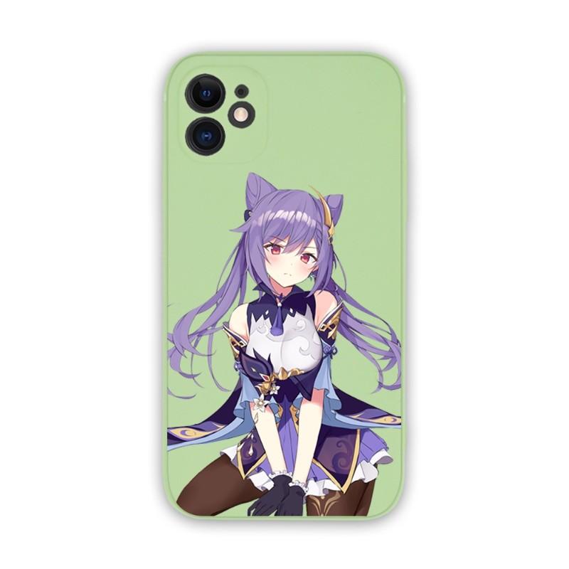 Genshin Impact Keqing Phone Case For IPhone 14 11 12 13 Pro Max X XR XSMax 6 6S 7 8 Plus SE 2022 Soft Square Color Phone Cover