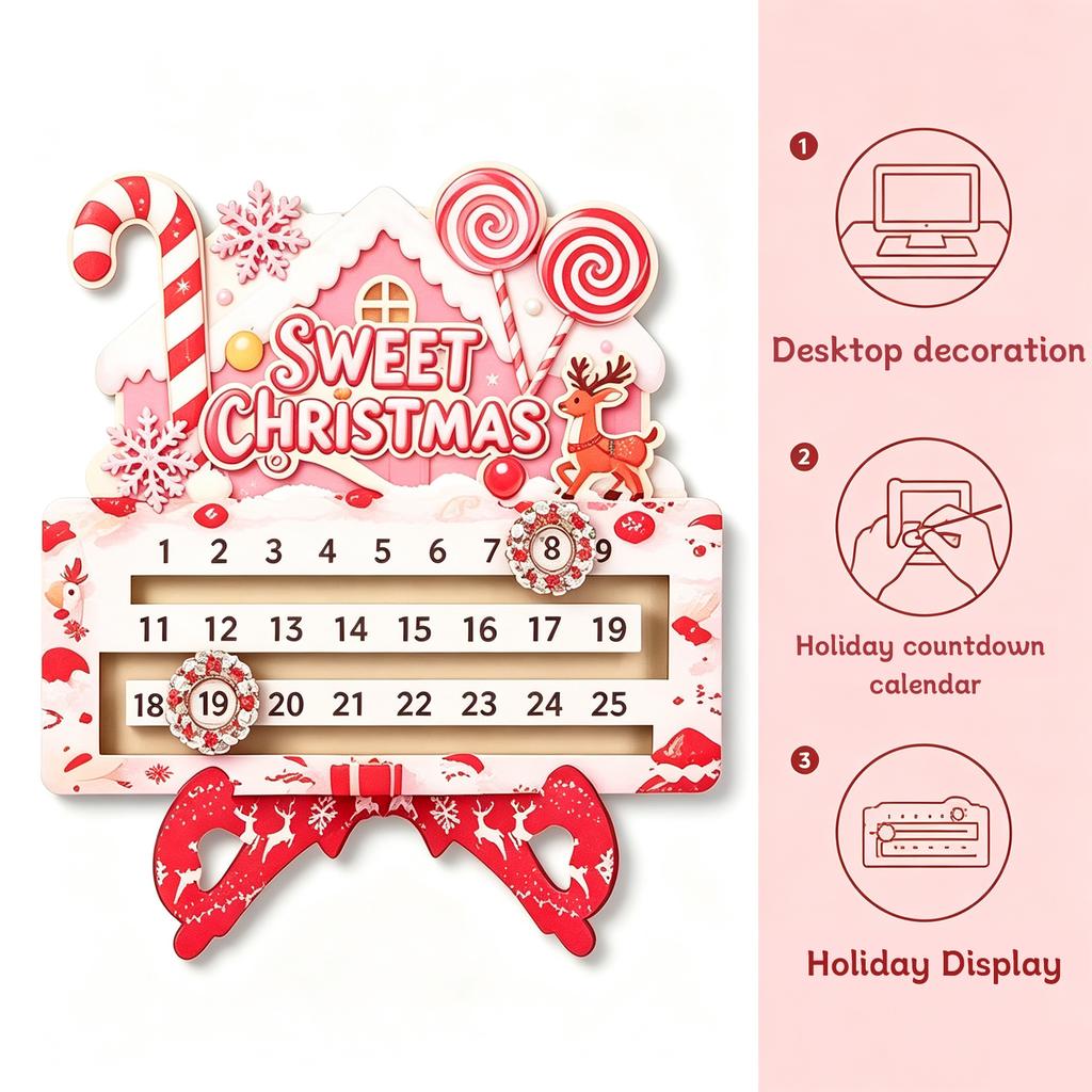 Christmas 25 days Countdown desktop calendar decoration Pink