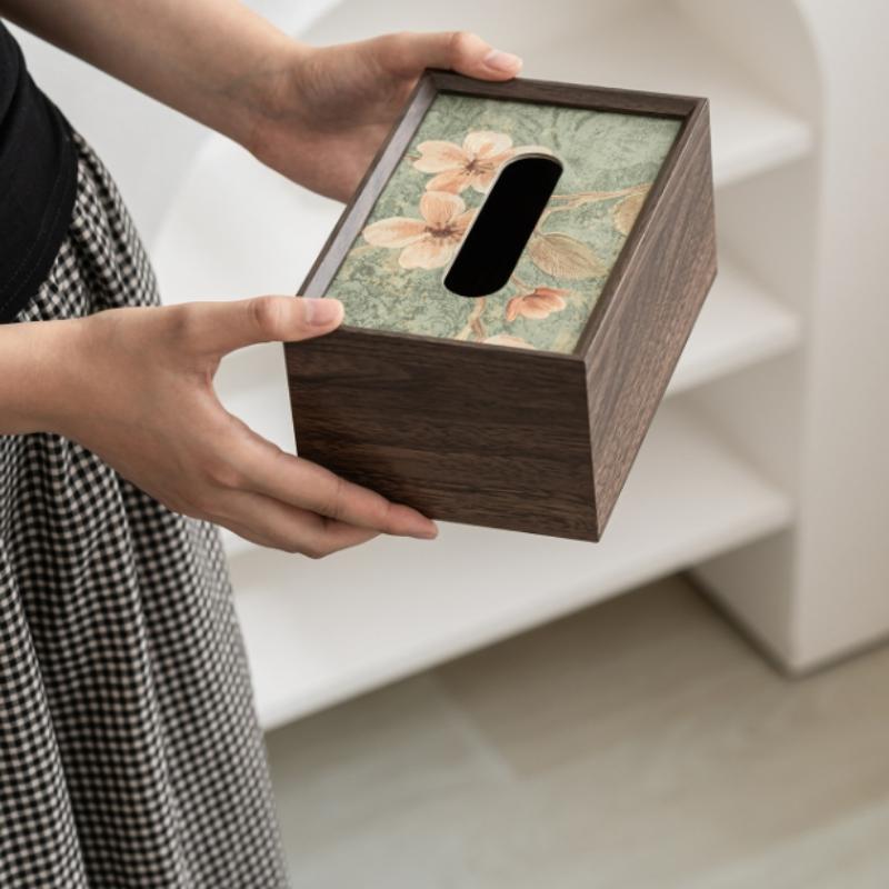 1Pcs Wooden Cherry Blossom Tissue Box Cover Napkin Holder Storage Box Gift-Idea Creative Wood-Made Tissue Box Holder