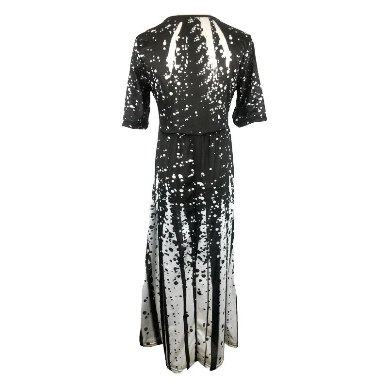 Damenmode Lässig Locker Großer Schwung Halber Ärmel Langes Kleid Farbverläufe Druck Urlaub Maxikleid Übergröße Vestidos Longos Robe