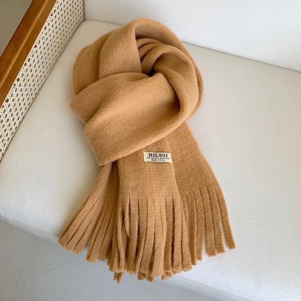 Long Tassel Winter Wool Scarf Plush Long Shawl Simple Winter Cashmere Scarves Student