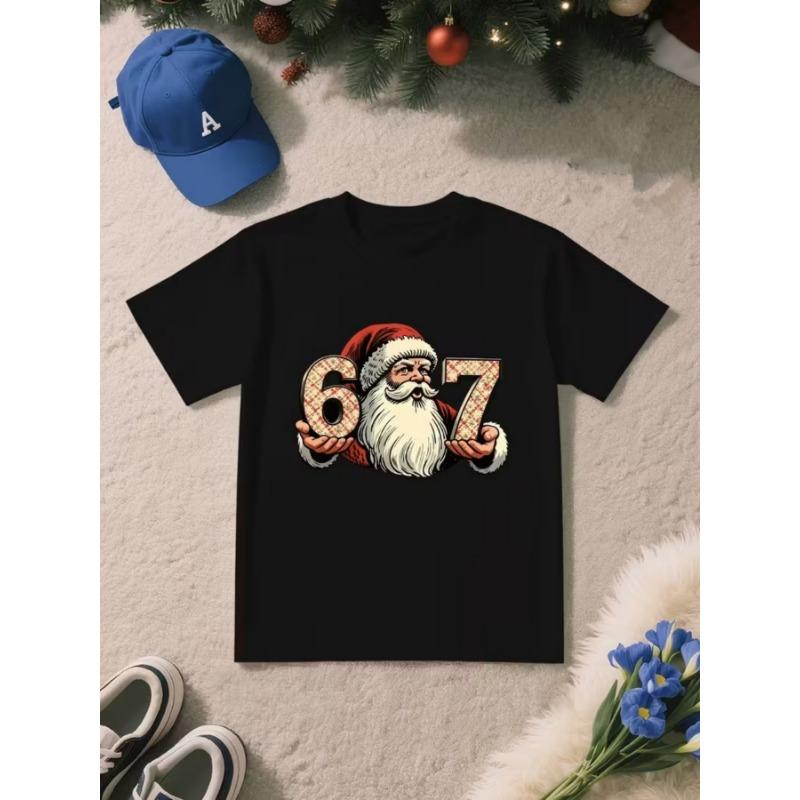 Boys' 7th Birthday T-Shirt Number 67 & Lightning Bolt Design - Round Neck Short Sleeve Party Outfit for 7 Yea