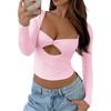 Haut Sexy Y2K pour Femmes Printemps Été Style Piment Doux Slim Manches Longues