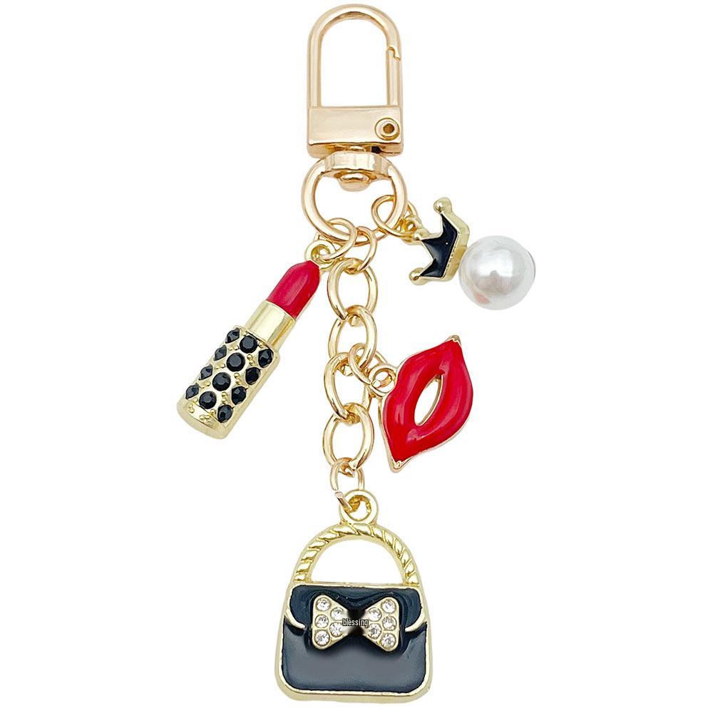 French Style Pearl Coin Purse Bag with Crown Pendant Keychain