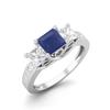 2.75 Cts Square Three Stone Blue Sapphire 925 Sterling Silver Women Engagement Ring