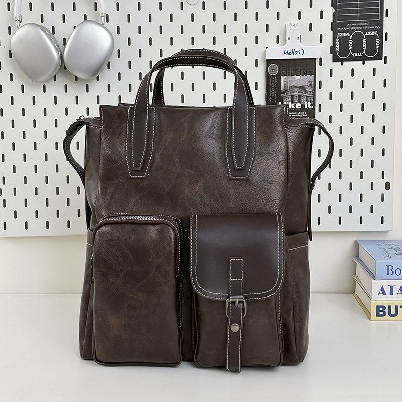 Schoolbag Fashion Women's Backpack Niche Design Shoulder Bag Multi-purpose Versatile Casual Simple Retro Bag Women