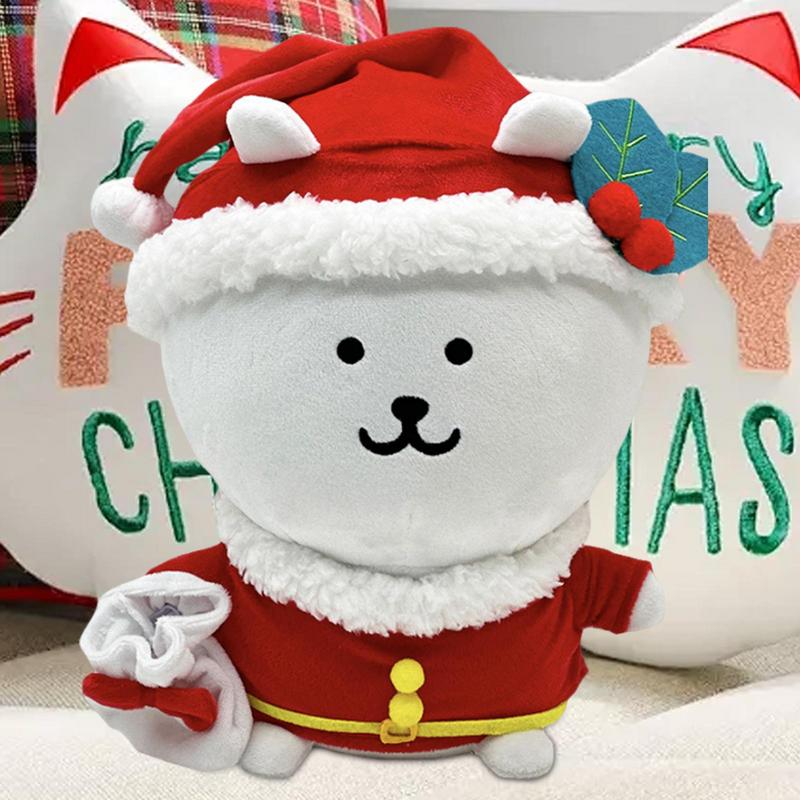Plush Doll Cartoon Christmas Stuffy Doll Christmas Hat Christmas Throw Pillows Huggable Christmas Plush Toy 25cm Cute