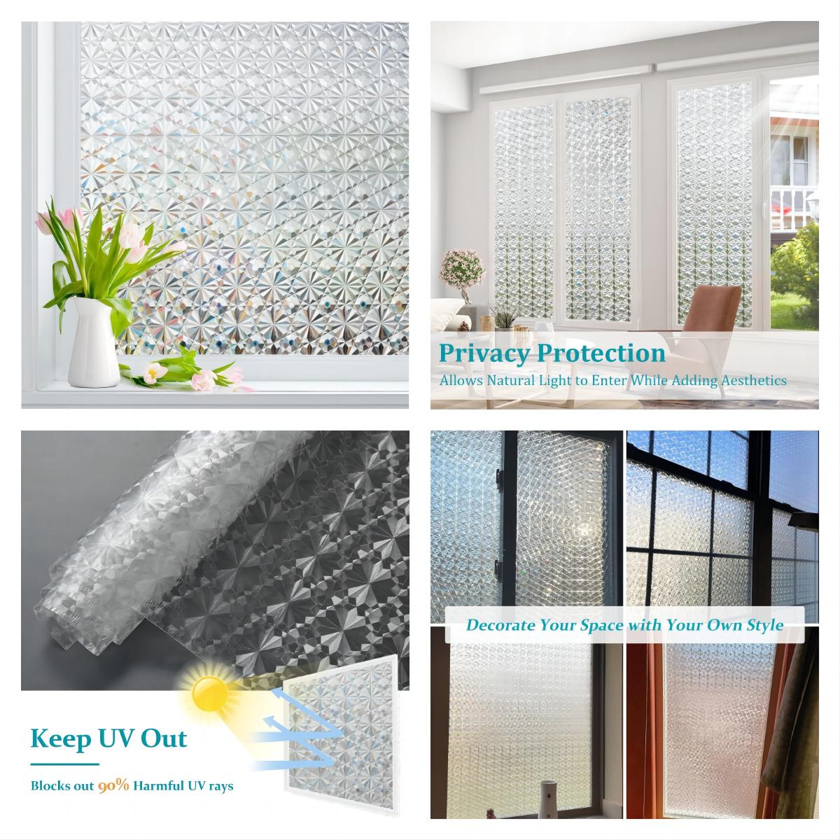 

Пленка для защиты окон Матовая пленка для окон Статическая пленка УФ-блокирующая Съемные пленки для окон Непрозрачные покрытия для окон для дома 55x100cm