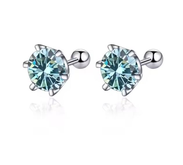 0.3-2CT Moissanite Earrings 925 Silver Round Cut Stud Earrings Piercing Earrings for Men and Women Fine Jewelry