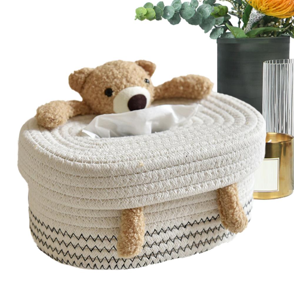 

Держатель для салфеток Держатель для бумаги Хранение салфеток Хлопковый тканый контейнер Коробка Домашний декор Диспенсер для салфеток Легко извлекаемая салфетка