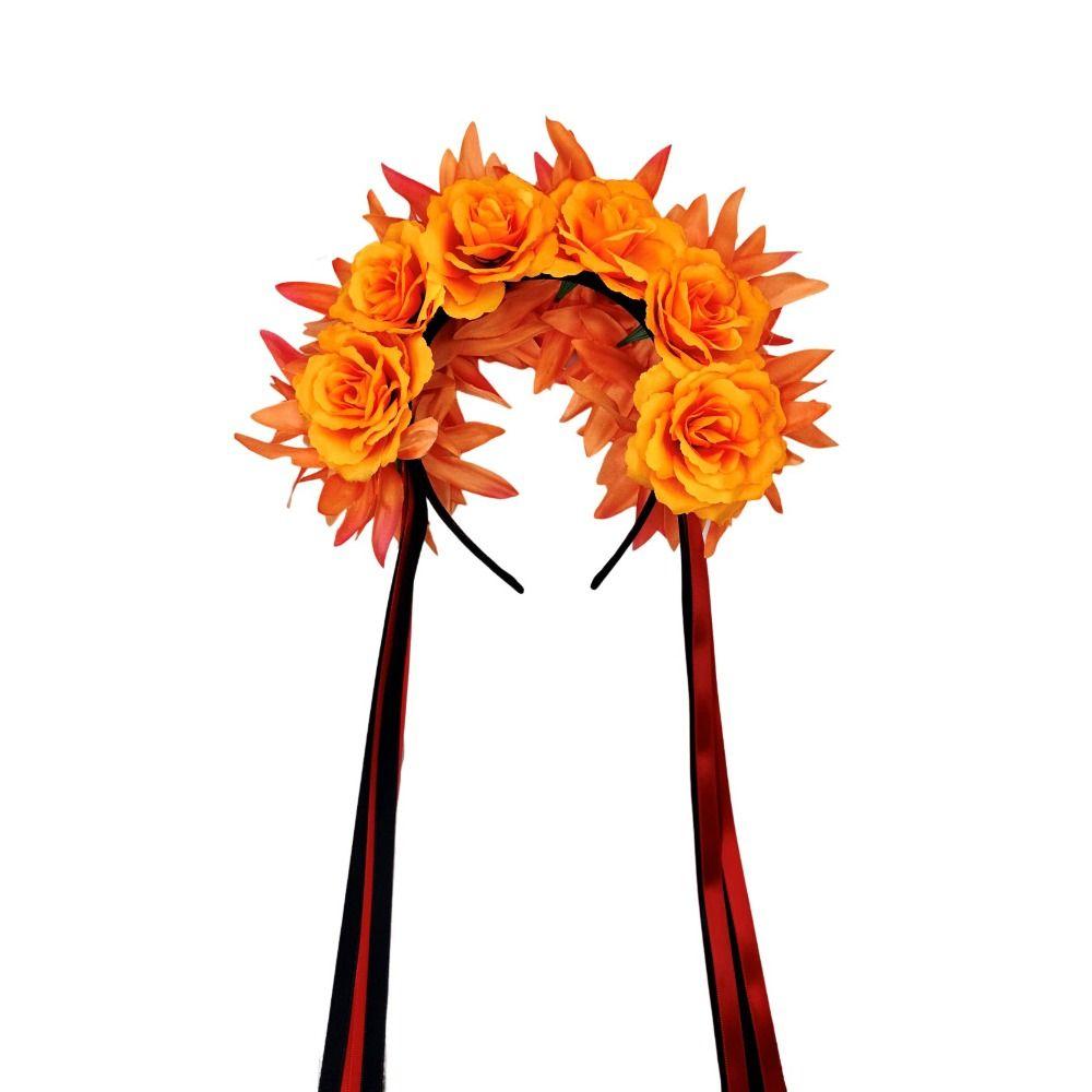Cosplay Prop Rose Flower Headband Garland Halloween Headdress Scary Halloween Rose Hair Band  Party