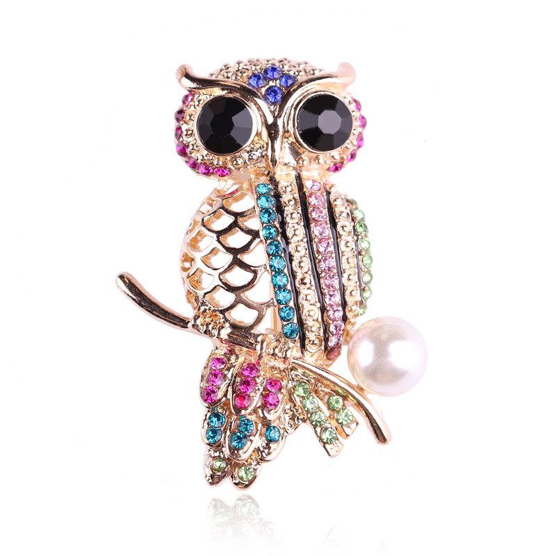 Fashion Creative Personality Colored Animal Owl Brooch Men s and Women s Clothing Accessories