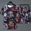 Mens Summer Thin Section Casual Sports Suit Short-sleeved T-shirt + Quick-drying Shorts Plus Size Two-piece Set