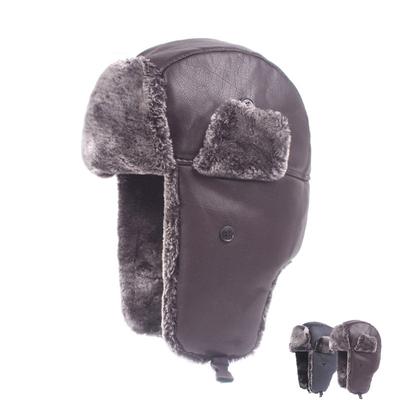 Winter-Leder-Bombermütze, Outdoor-Samt, dick, warm, winddicht, kältebeständig, Gehörschutzkappe, Ski-Slouchy-Kappe