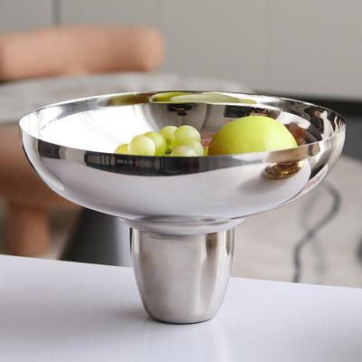 Ornamenti Vassoio in Metallo Nordico, Fruttiera da Soggiorno, Piatto da Portata Rotondo con Piedini Alti, Piatto per Caramelle di Lusso Leggero, Accessori per Casa Modello