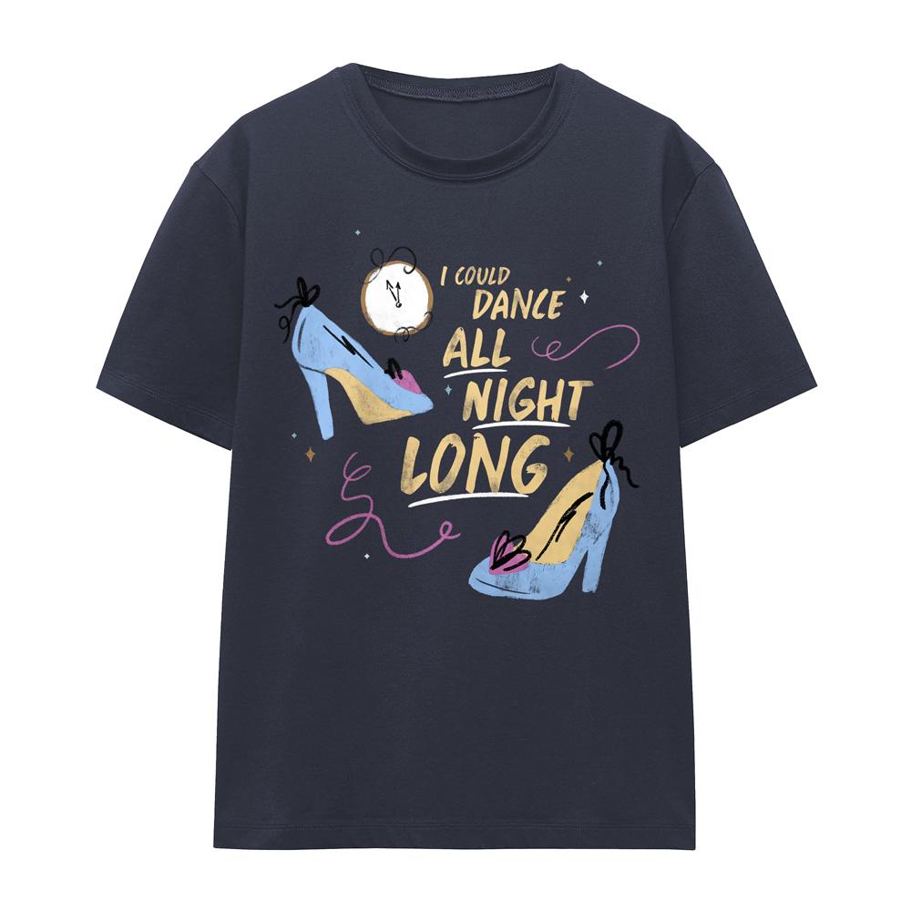 Cinderella Womens/Ladies I Could Dance All Night Long Glass Slippers T-Shirt