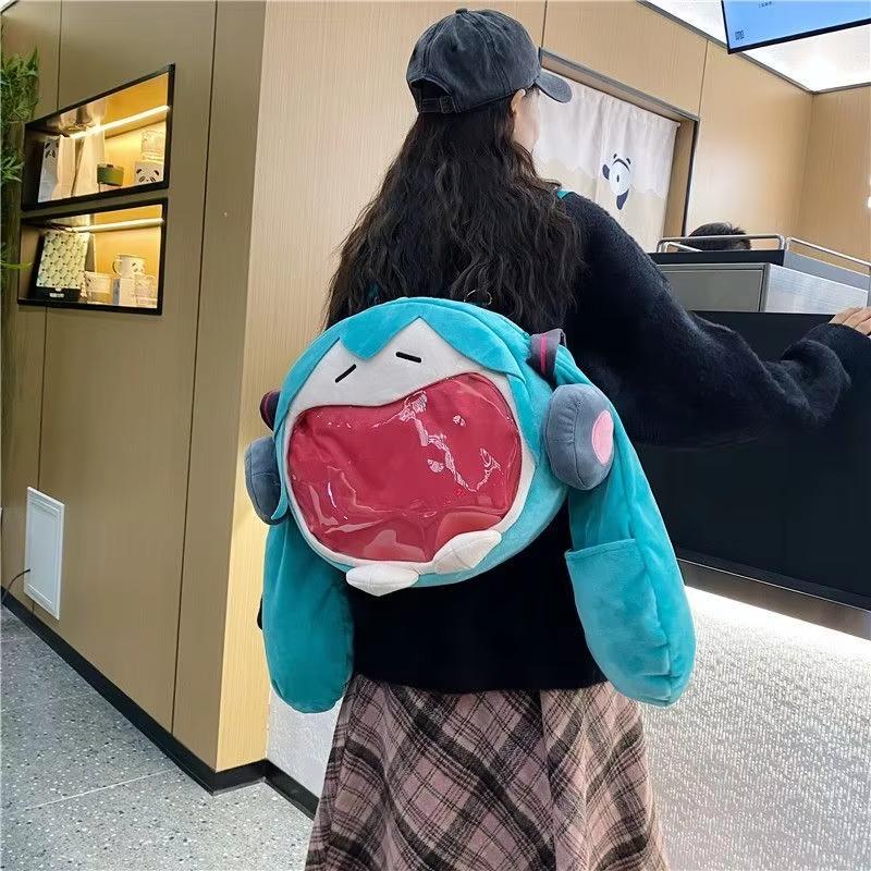 Hatsune Miku Plush Ita Bag Backpack Cute Anime Figure Transparent Window Shoulder Bag for Fans Cosplay & Daily Use
