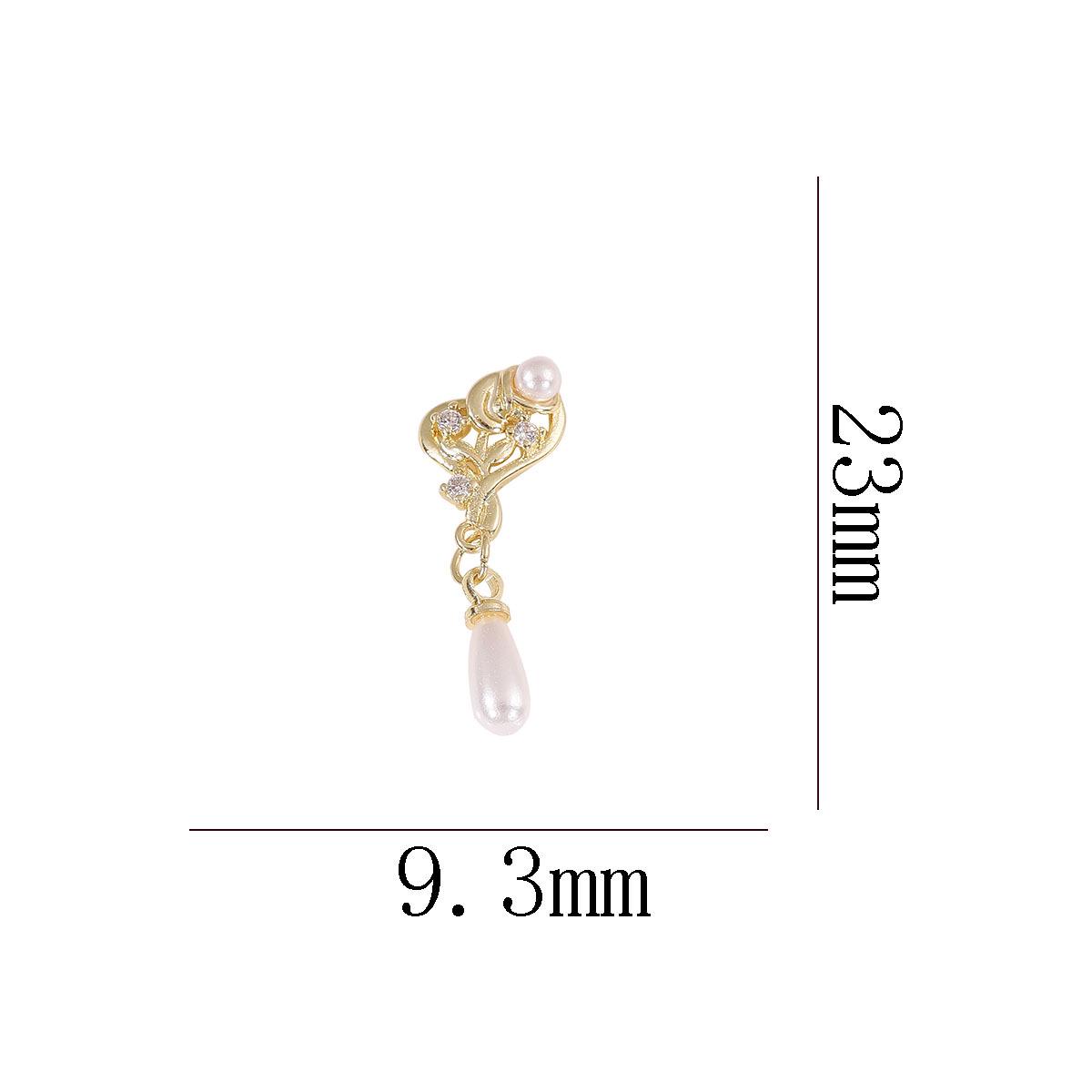 Luxurious Gold-Plated Zircon Bow and Water Drop Tassel Nail Decorations