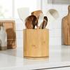 Wooden Kitchen Utensil Holder Farmhouse Style 360° Rotating Cutlery Storage Rack Large Capacity Chopstick Cage Kitchen Counter