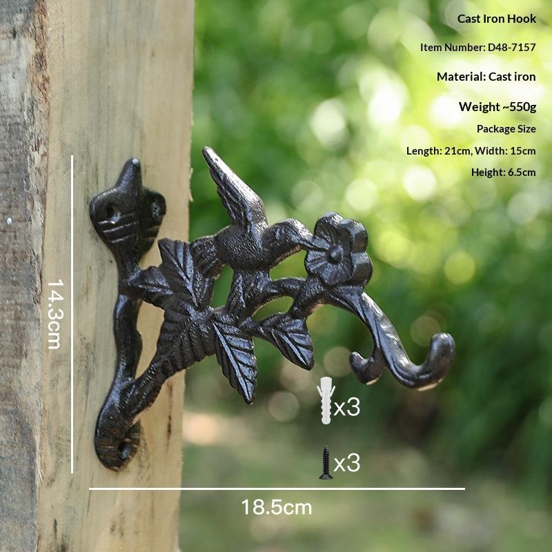 Vintage Cast Iron Wall Hook Heavy Duty Wall Mounted Hanging Hooks Rustic Decorative For Entryway Garden Home Decoration