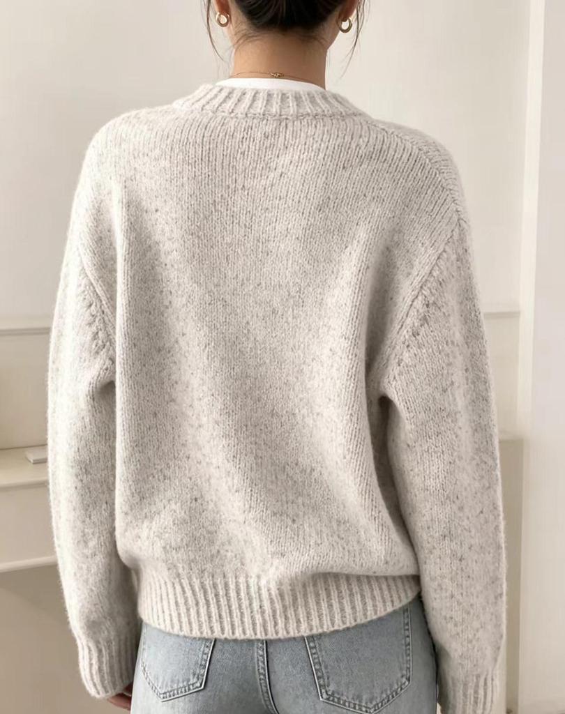 Korean New Arrival: Age-Defying Color Block Dot Women's Knitwear Sweater Cardigan