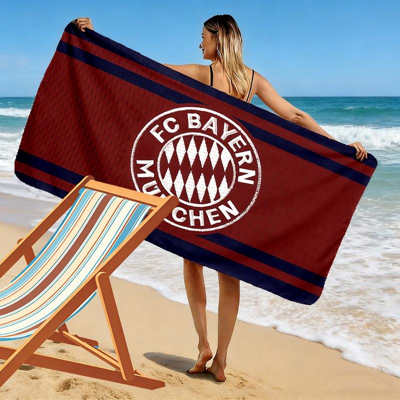 Asciugamano da Spiaggia con Stampa FC Bayern München, Asciugamano Grande Morbido Asciugatura Rapida per Spiaggia Campeggio Nuoto