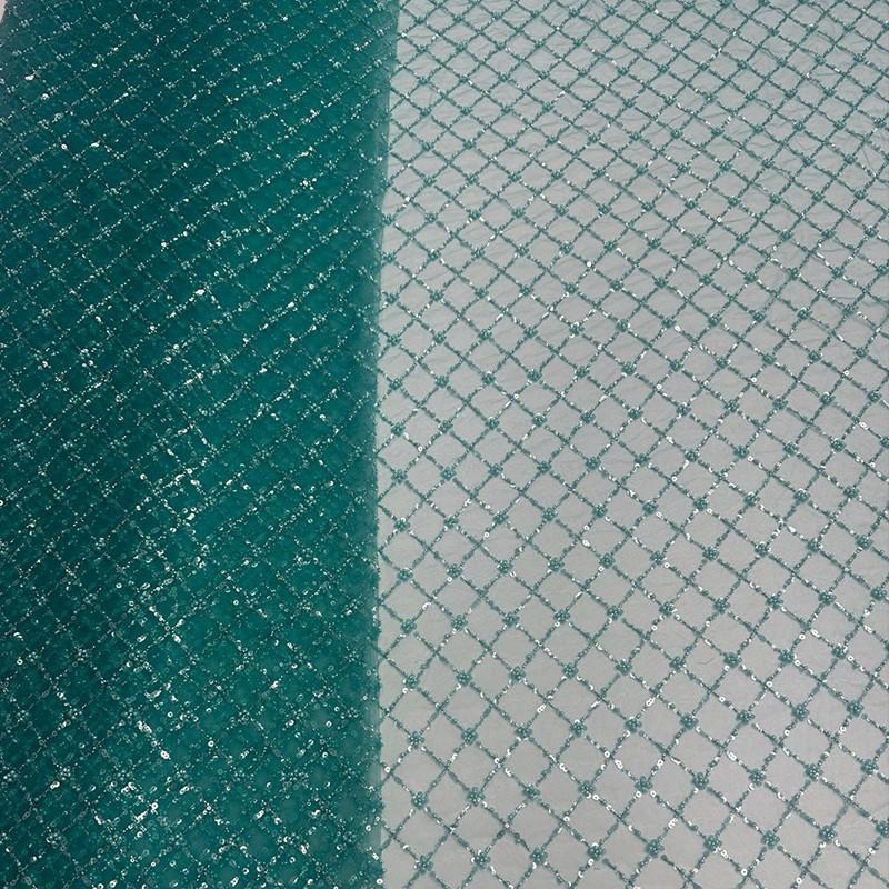 1Yard Sequins Lace Fabric Mesh Beads DIY Sewing Dress Clothing Wedding Party Cloth African Nigerian Sequins Lace Clothing Suppli