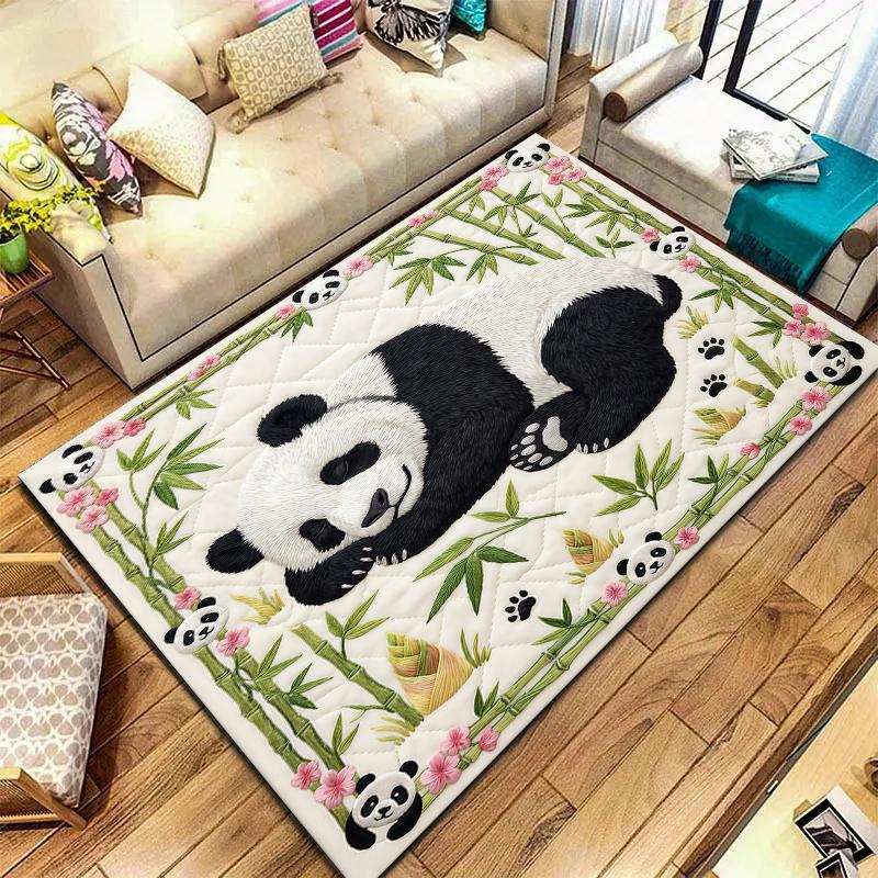 Fabric Animal Sleeping Panda Carpet Rug for Living Room Bedroom Home Sofa Decoration,Kids Play Non-slip Floor Mat