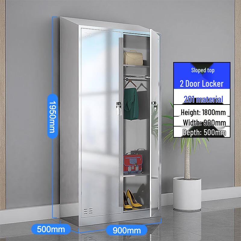 Hygiene-Grade 24-Door Stainless Steel Locker with Sloped Top