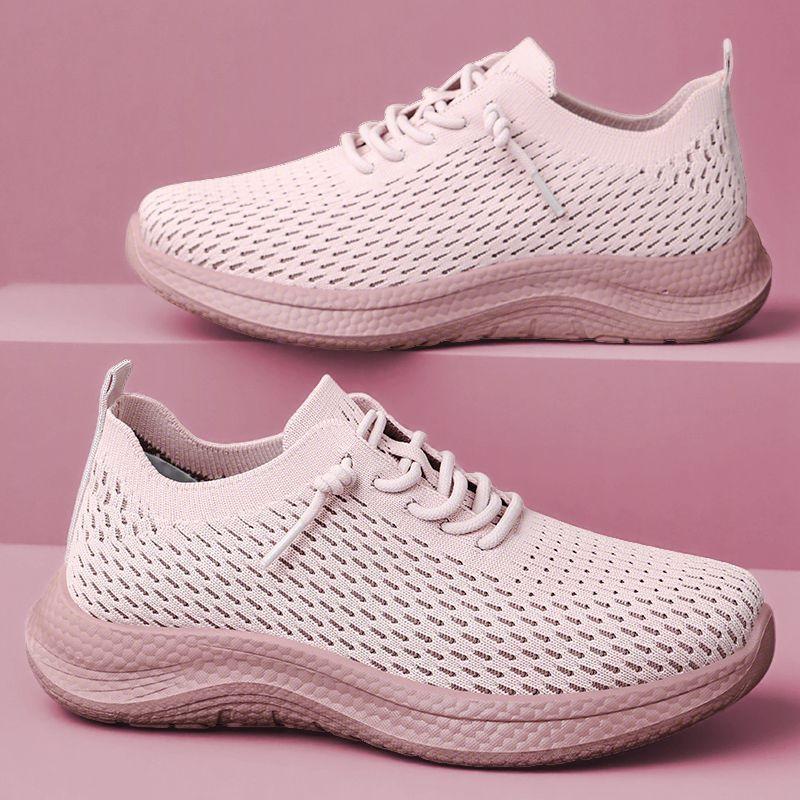 Women's shoes Casual shoes Flying woven breathable single shoes Soft sole Lightweight shoes Women's lace-up shoes