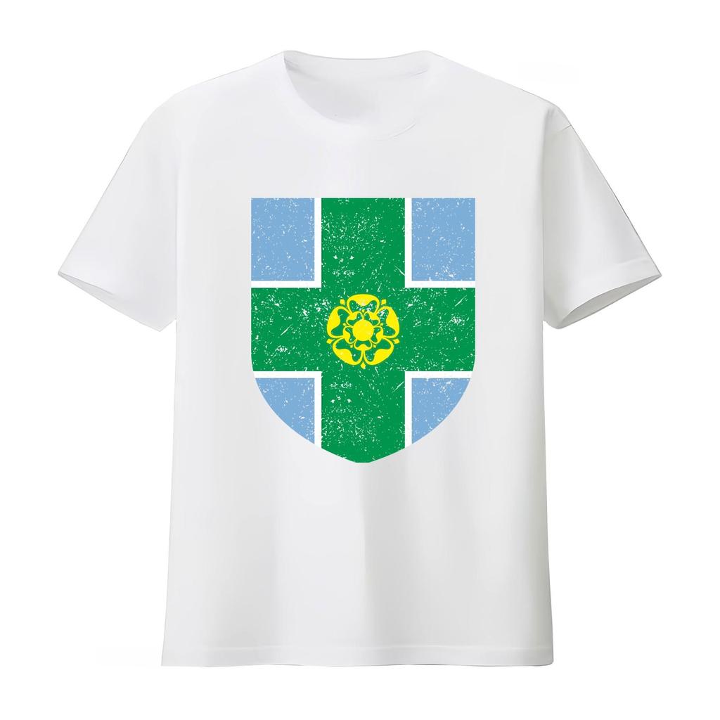 Unisexs Derbyshire County Shield Badge T Shirt Ideal for Cricket Sport Enthusiasts Breathable Streetwear Graphic 2026 Summer Shirt