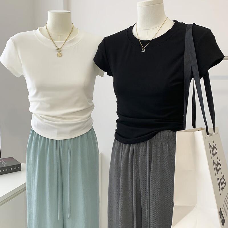 Yuzhaolin Women's Slim-Fit Round Neck Short Sleeve T-Shirt