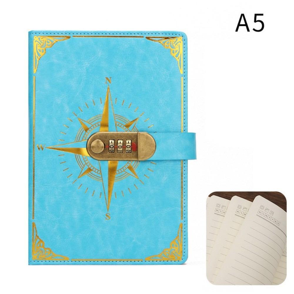 Diary Password Lock Notebook A5 Vintage Codebook Creative Retro Notebook  Student