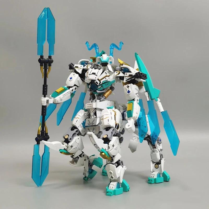 Non-Toxic 731Pcs New Technical White Dragon Horse War Steed Building Blocks Creative Diy Model Construction Set Christmas Birthday Gifts
