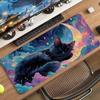 Dreamy Cosmic Black Cat Gaming Mouse Pad NonSlip Rubber Desk Mat Moon Galaxy Nebula Art For Gaming And Daily Desktop Working