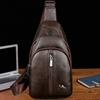 Head Layer Cowhide Men's Chest Soft Leather Crossbody Bag, Genuine Leather Chest Bag, Outdoor Leisure Large Capacity Tablet Shoulder Phone Bag