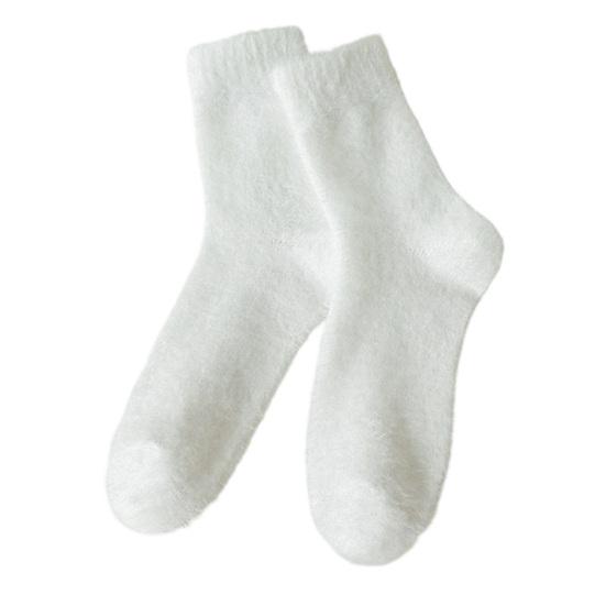Elastic Ribbed Ankle Socks Thickened Imitation Mink Velvet for Women, Soft Plush Socks, Thermal Winter Crew Warm Solid Color Cozy Hosiery Home