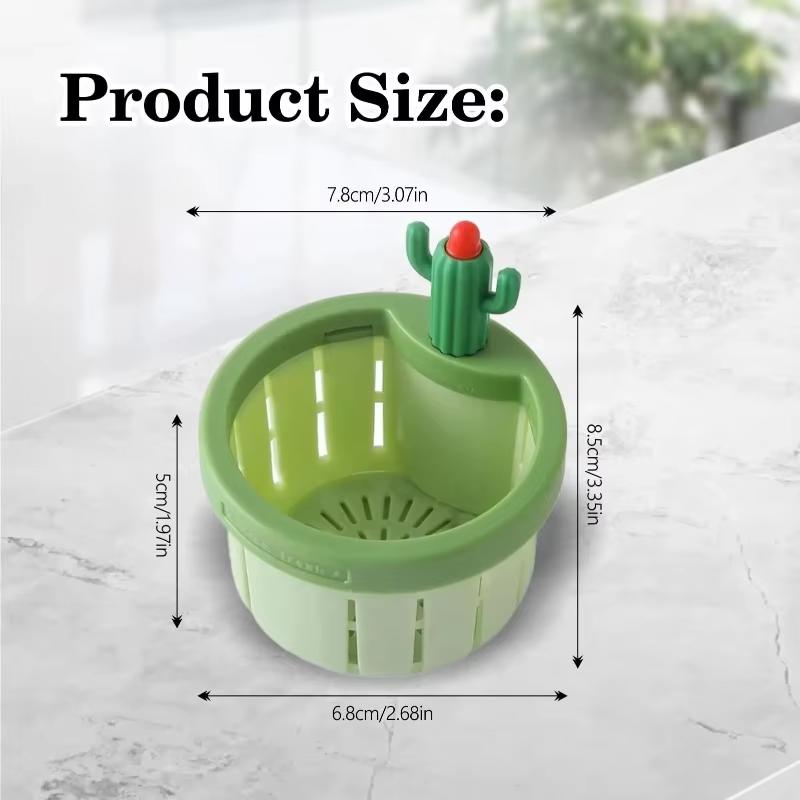 1pc Cactus Sink Drain Strainer Press Automatic Dumping Basket Multi-functional Use Filter Net for Tub Kitchen Waste Collector