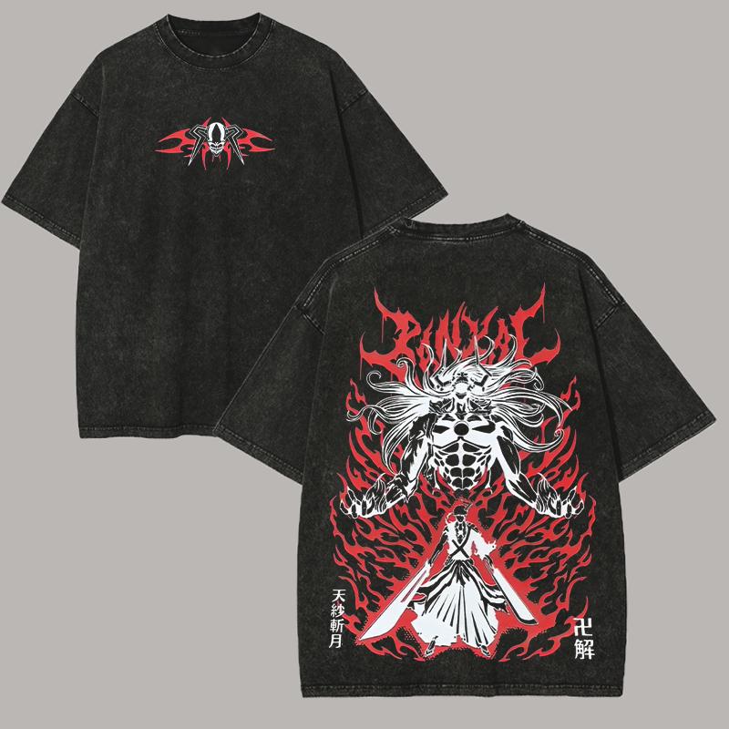 Μπλούζα T-shirt Manga BLEACH Για Άνδρες Γυναίκες T Shirt Vintage Πλυμένο Βαμβακερό T-shirt Καλοκαιρινό Κοντομάνικο Ρούχο Casual Oversized Tee Top Γυναικεία Ανδρικά Ρούχα