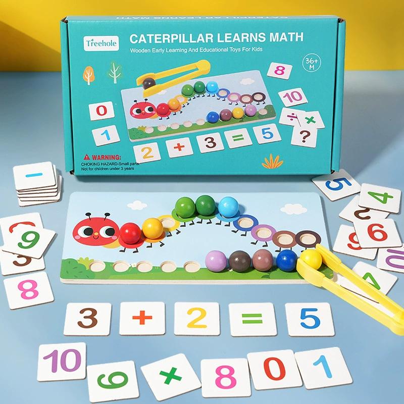 1 Set Caterpillar Calculation Clip Bead Toys Children's Montessori Color Concentration Training Educational Early Education Toys