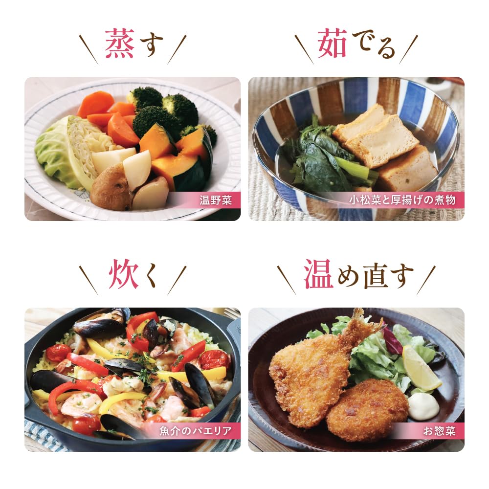 Seikatsu Densai Mikrowellen-Kochtopf und Dampfeinsatz Set | 7-in-1 Mehrzweck-Kochtopf, Grilltopf, Mikrowelle, Backen, Köcheln, Sautieren, Dampfgaren, Kochen, Coo
