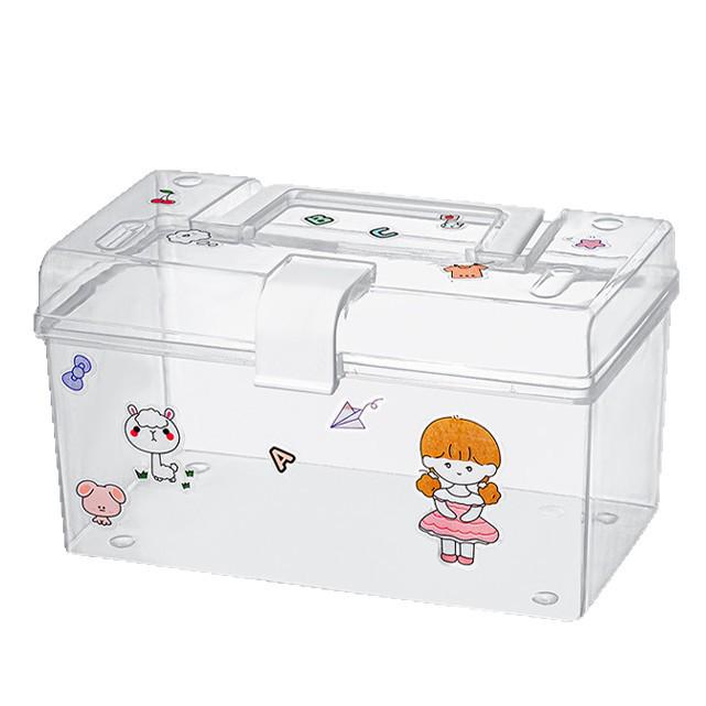 Transparent Muji-Style Portable Organizer: Dustproof Multifunctional Storage Box for Medicine and Dorm Use.