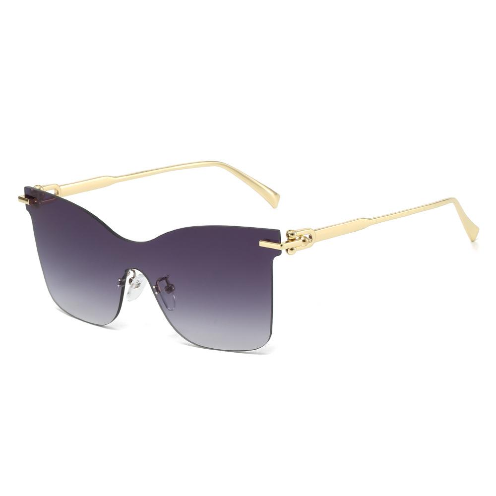 New Luxury Retro Frameless Gradient Cat Eye Sunglasses UV400 Protection Punk One Piece Lens Design for Women Men