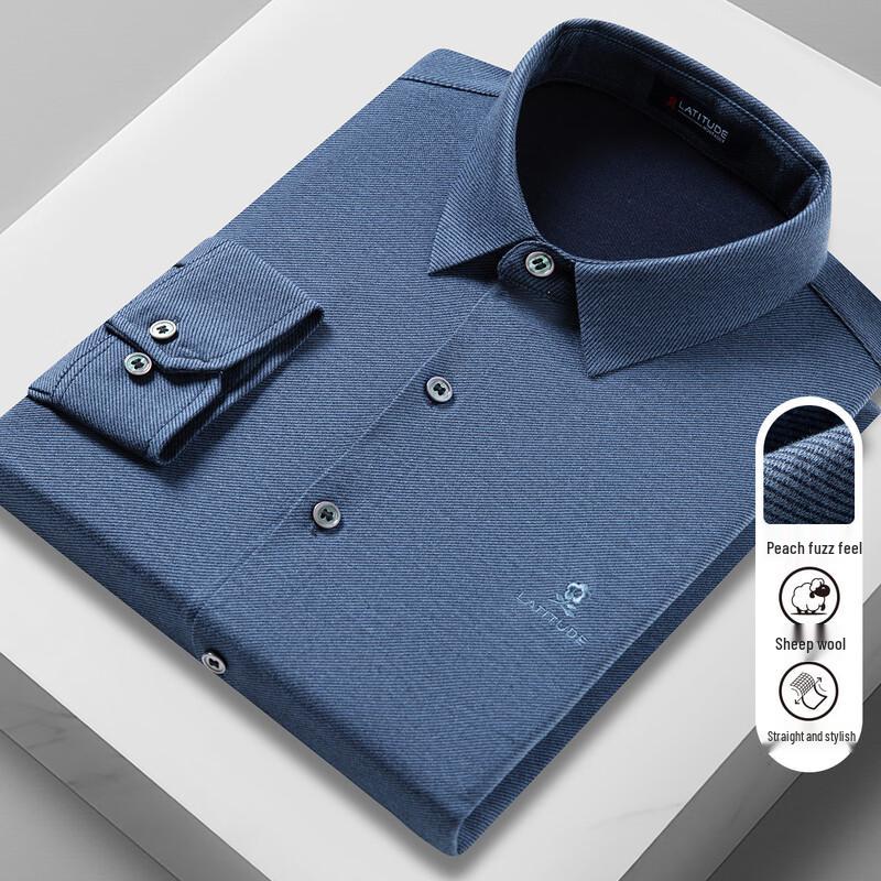 MONTAGUT Men s Long-Sleeve Brushed Wrinkle-Resistant Shirt 50